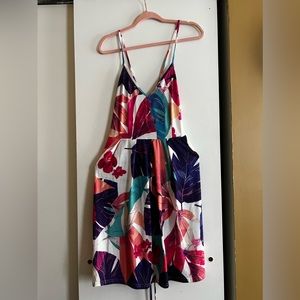 Size large cotton floral dress. Open back with adjustable straps